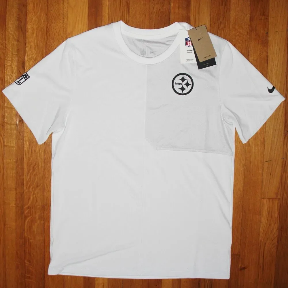 Nike Pittsburgh Steelers On Field Dri-Fit UV Short Sleeve Shirt Men M L White